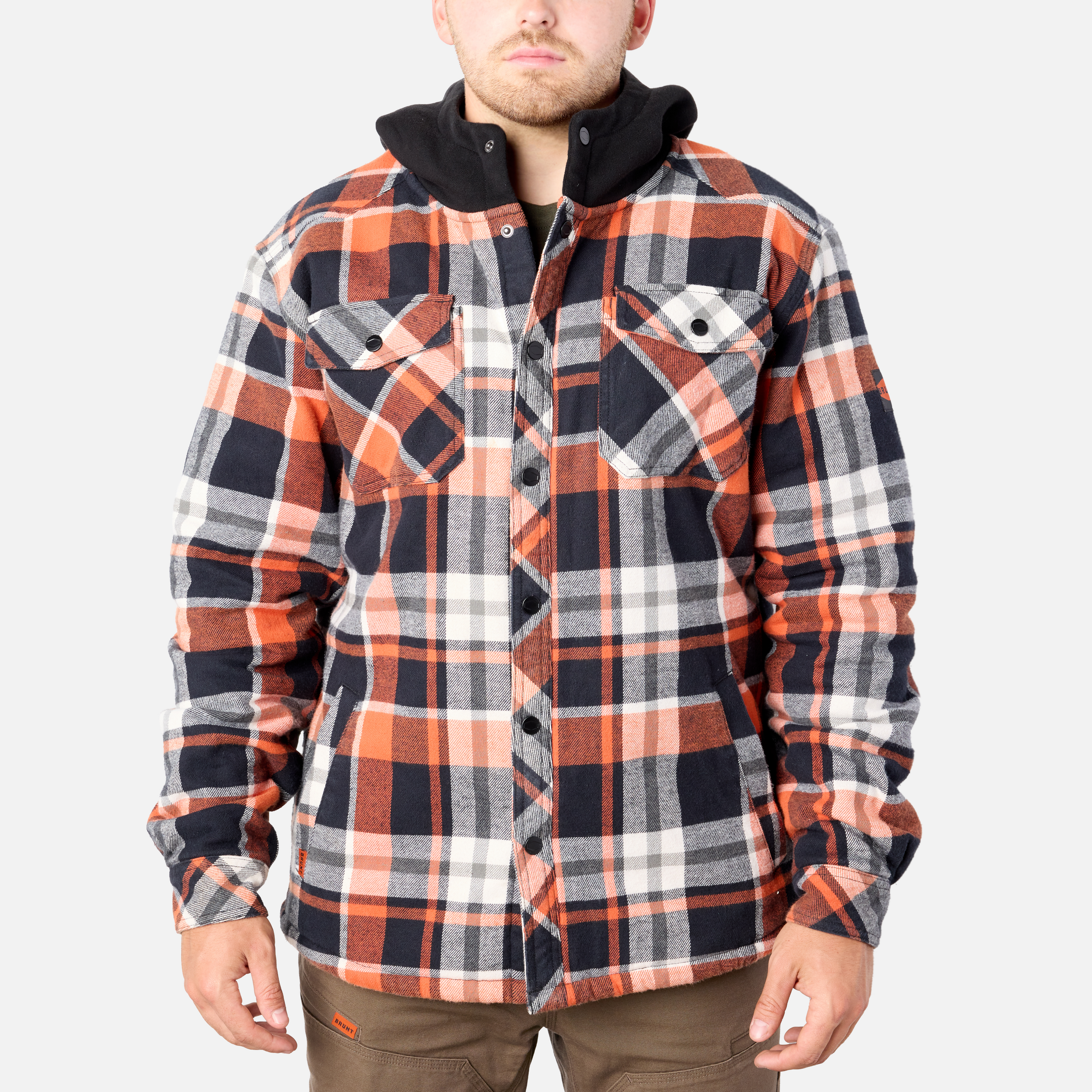 The BRUNT Flannel Jacket - Black Orange Plaid