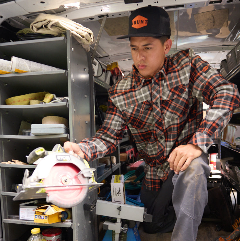 The BRUNT Flannel Shirt - Orange Plaid