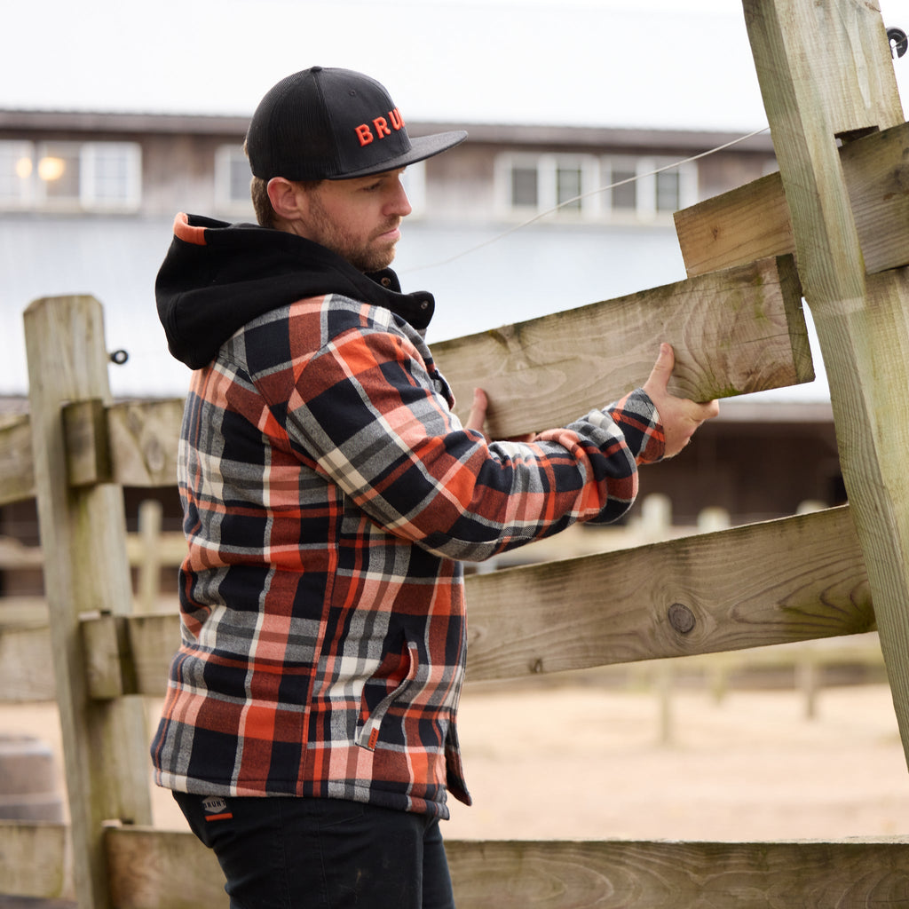 The BRUNT Flannel Jacket - Black Orange Plaid
